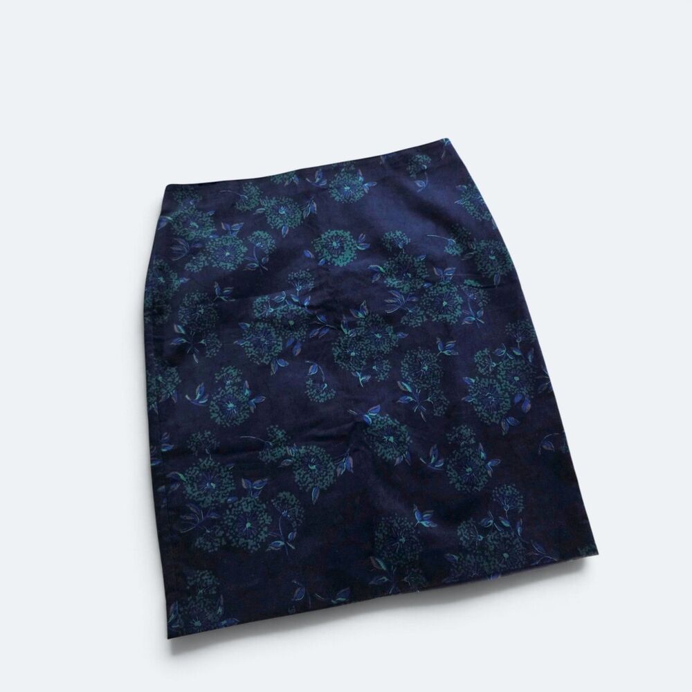 NEW Ann Taylor Factory Navy Floral Velvet Pencil Skirt Knee Length Size 12